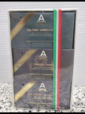 Alchimìa Men’s Tea Tree, Tobacco & Black Pepper Soap Trio - Black/Gray